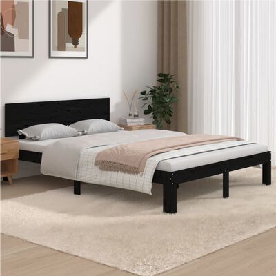 vidaXL Bed Frame without Mattress Black 135x190 cm Double