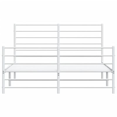 vidaXL Metal Bed Frame without Mattress with Footboard White 150x200 cm King Size