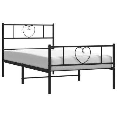 vidaXL Metal Bed Frame without Mattress with Footboard Black 107x203 cm