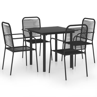 vidaXL 5 Piece Garden Dining Set Black Glass and Steel