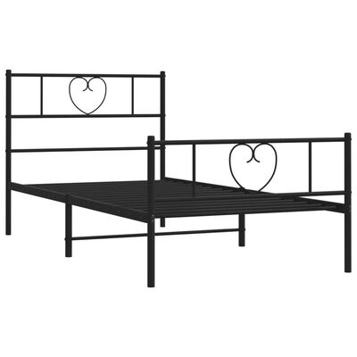 vidaXL Metal Bed Frame without Mattress with Footboard Black 107x203 cm