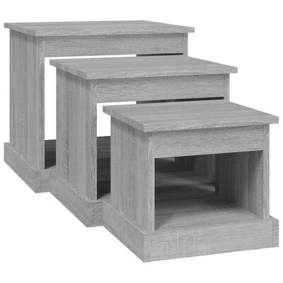 vidaXL Coffee Tables 3 pcs Grey Sonoma Engineered Wood