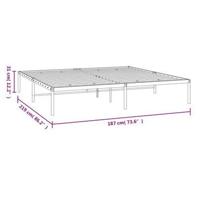 vidaXL Metal Bed Frame without Mattress Black 183x213 cm