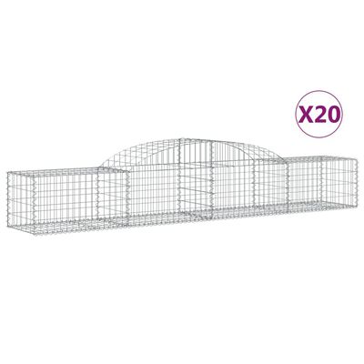 vidaXL Arched Gabion Baskets 20 pcs 300x50x40/60 cm Galvanised Iron