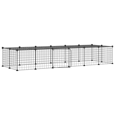 vidaXL 28-Panel Pet Cage with Door Black 35x35 cm Steel