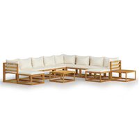 vidaXL 12 Piece Garden Lounge Set with Cushion Cream Solid Acacia Wood