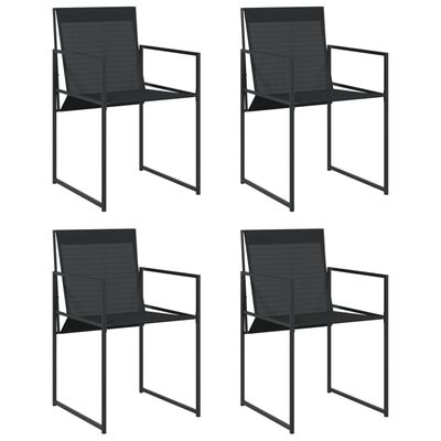 vidaXL Garden Chairs 4 pcs Black Steel and Textilene