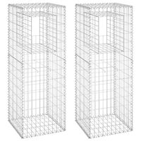 vidaXL Gabion Basket Posts 2 pcs 50x50x140 cm Iron