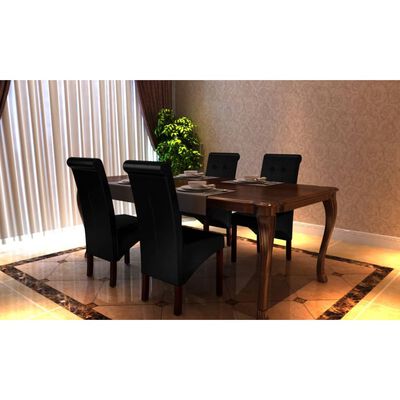 vidaXL Dining Chairs 4 pcs Black Faux Leather