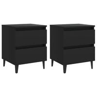 vidaXL Bed Cabinets 2 pcs Black 40x35x50 cm Engineered Wood