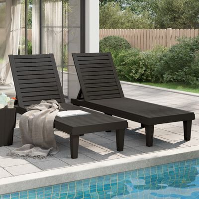 vidaXL Sun Loungers 2 pcs Black 155x58x83 cm Polypropylene