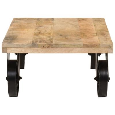 vidaXL Coffee Table with Wheels 110x55x29.5 cm Solid Wood Mango