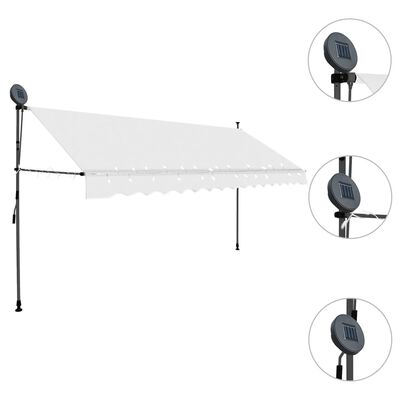 vidaXL Manual Retractable Awning with LED 400 cm Cream