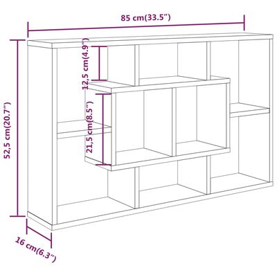 vidaXL Wall Shelf Black 85x16x52.5 cm Engineered Wood