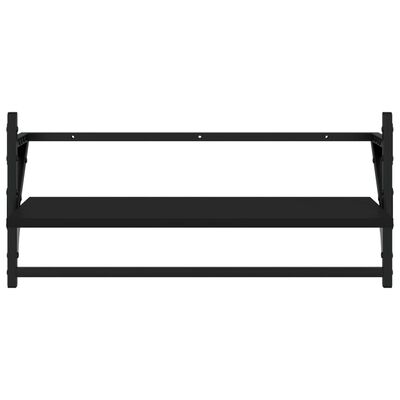 vidaXL 4 Piece Wall Shelf Set with Bars Black Engineered Wood