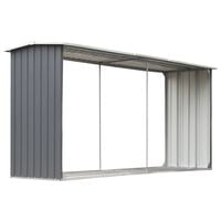 vidaXL Garden Log Storage Shed Galvanised Steel 330x92x153 cm Grey