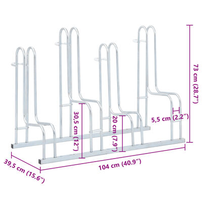 vidaXL Bicycle Stand for 4 Bikes Floor Freestanding Galvanised Steel