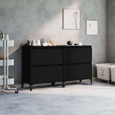 vidaXL Sideboards 2 pcs Black 60x35x70 cm Engineered Wood