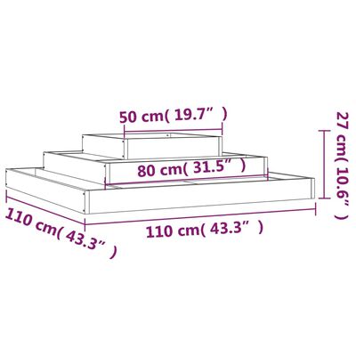 vidaXL Planter 110x110x27 cm Solid Wood Pine