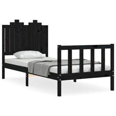 vidaXL Bed Frame without Mattress Black 90x190 cm Single Solid Wood Pine