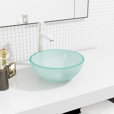 vidaXL Basin Tempered Glass 30x12 cm Frosted