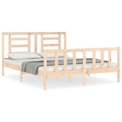 vidaXL Bed Frame without Mattress King Size Solid Wood Pine