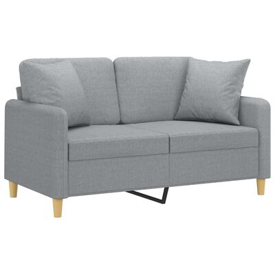 vidaXL 2-Seater Sofa with Throw Pillows Light Grey 120 cm Fabric