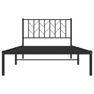 vidaXL Metal Bed Frame without Mattress with Headboard Black 107x203 cm