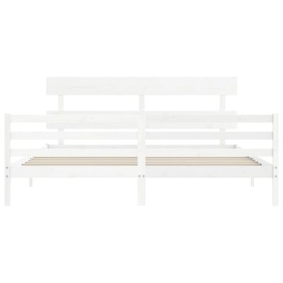 vidaXL Bed Frame without Mattress White Super King Size Solid Wood