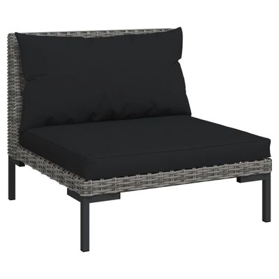 vidaXL 10 Piece Garden Lounge Set with Cushions Poly Rattan Dark Grey