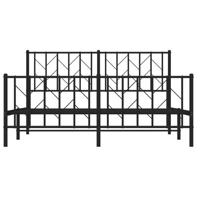 vidaXL Metal Bed Frame without Mattress with Footboard Black 150x200 cm King Size