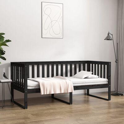 vidaXL Day Bed without Mattress Black 90x190 cm Single Solid Wood Pine