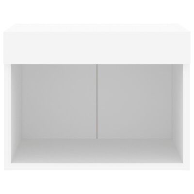 vidaXL Bedside Cabinets with LED Lights Wall-mounted 2 pcs White