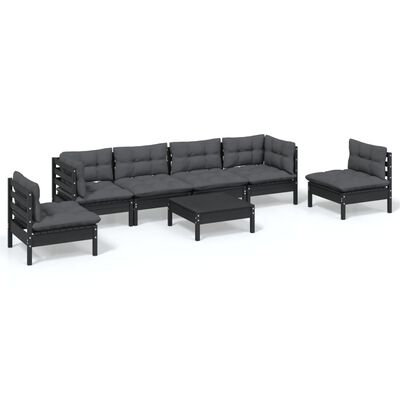 vidaXL 7 Piece Garden Lounge Set with Cushions Solid Pinewood