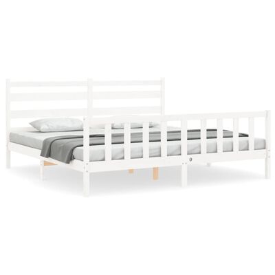 vidaXL Bed Frame without Mattress White Solid Wood Pine