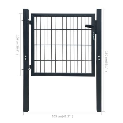 vidaXL Fence Gate Steel Anthracite 105x150 cm