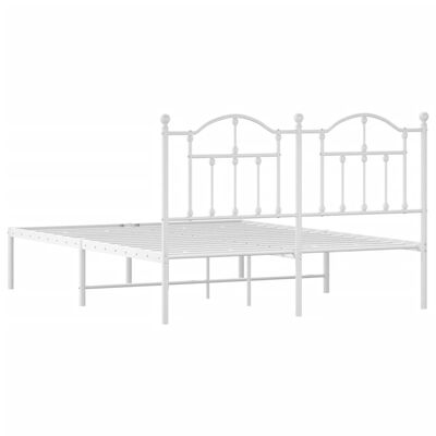 vidaXL Metal Bed Frame without Mattress with Headboard White 135x190 cm Double