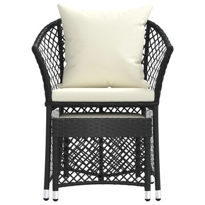 vidaXL 2 Piece Garden Lounge Set with Cushions Black Poly Rattan