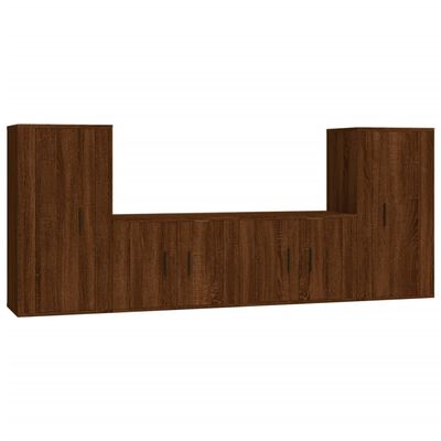 vidaXL 4 Piece TV Cabinet Set Brown Oak Engineered Wood