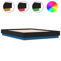 vidaXL Bed Frame with LED Lights Black 135x190 cm Double