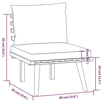 vidaXL 6 Piece Garden Lounge Set with Cushions Solid Wood Acacia