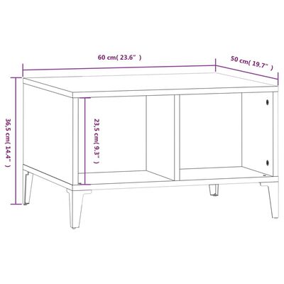 vidaXL Coffee Table Black 60x50x36.5 cm Engineered Wood