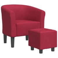 vidaXL Tub Chair with Footstool Wine Red Fabric