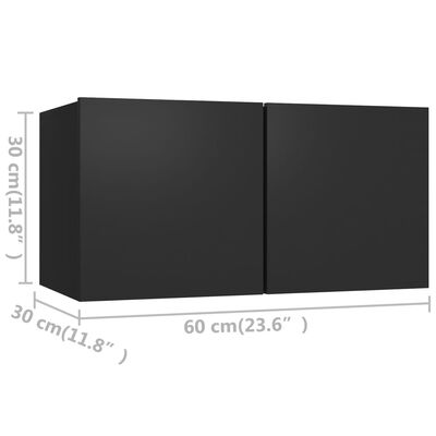 vidaXL 8 Piece TV Cabinet Set Black Engineered Wood