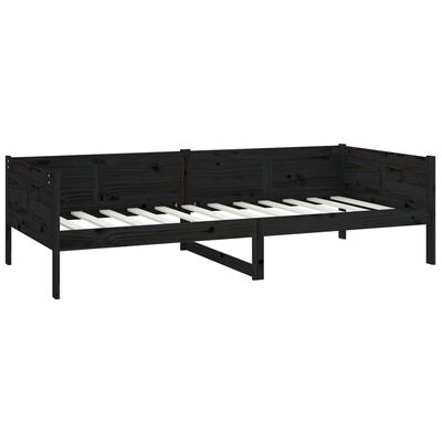 vidaXL Day Bed without Mattress Black Solid Wood Pine 90x190 cm Single