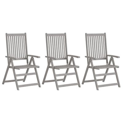 vidaXL Garden Reclining Chairs 3 pcs with Cushions Solid Acacia Wood