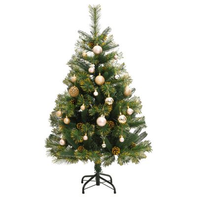 vidaXL Artificial Hinged Christmas Tree 150 LEDs & Ball Set 120 cm