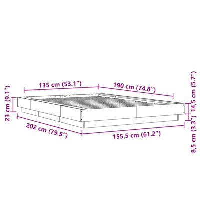 vidaXL Bed Frame with LED Lights without Mattress White 135x190 cm Double