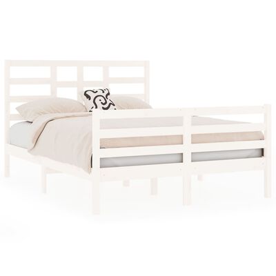 vidaXL Bed Frame White Solid Wood 135x190 cm Double