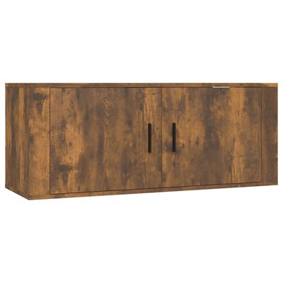 vidaXL Wall Mounted TV Cabinet Smoked Oak 100x34.5x40 cm